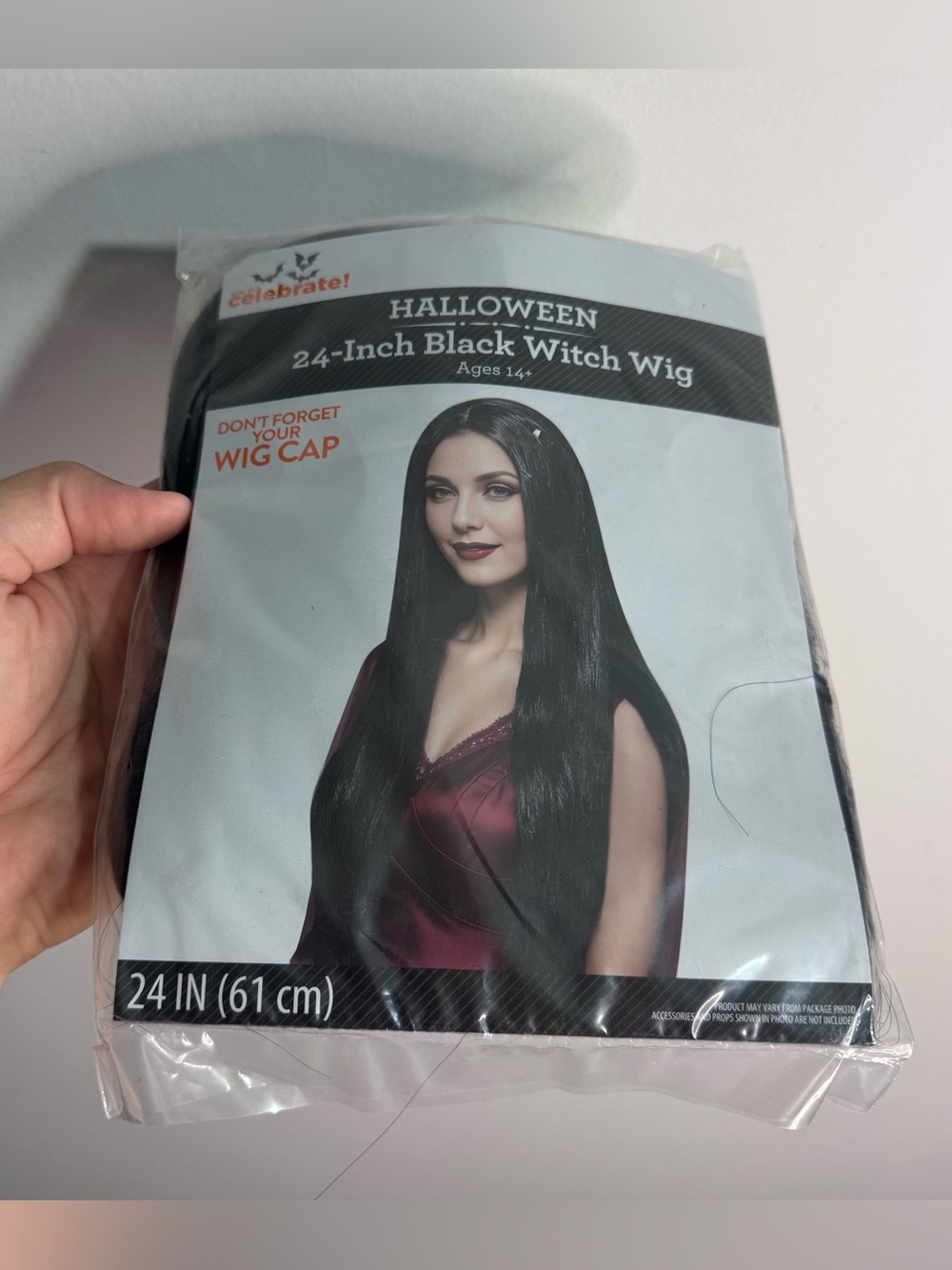 Way to Celebrate 24” Black Witch Wig Morticia Addams Inspired Halloween New